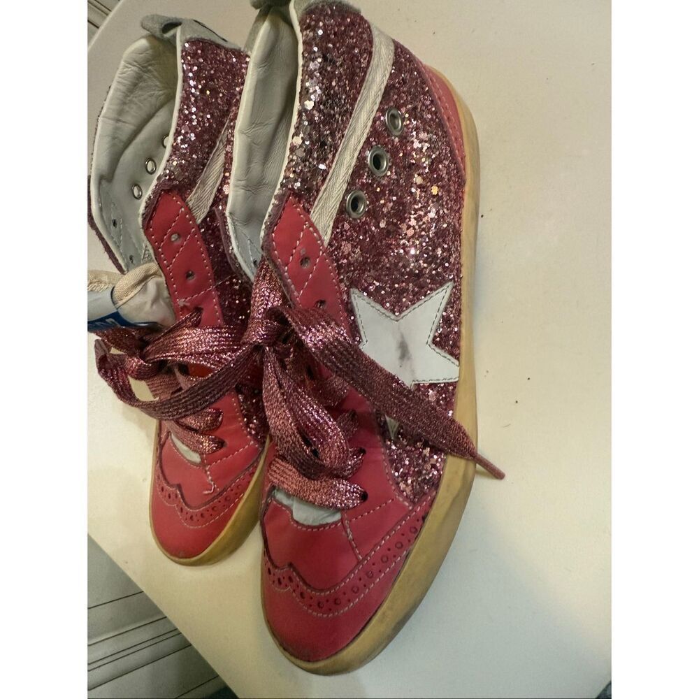 Golden Goose Midstar Women's Deluxe High-Top Glittered Sneakers Pink Size 4